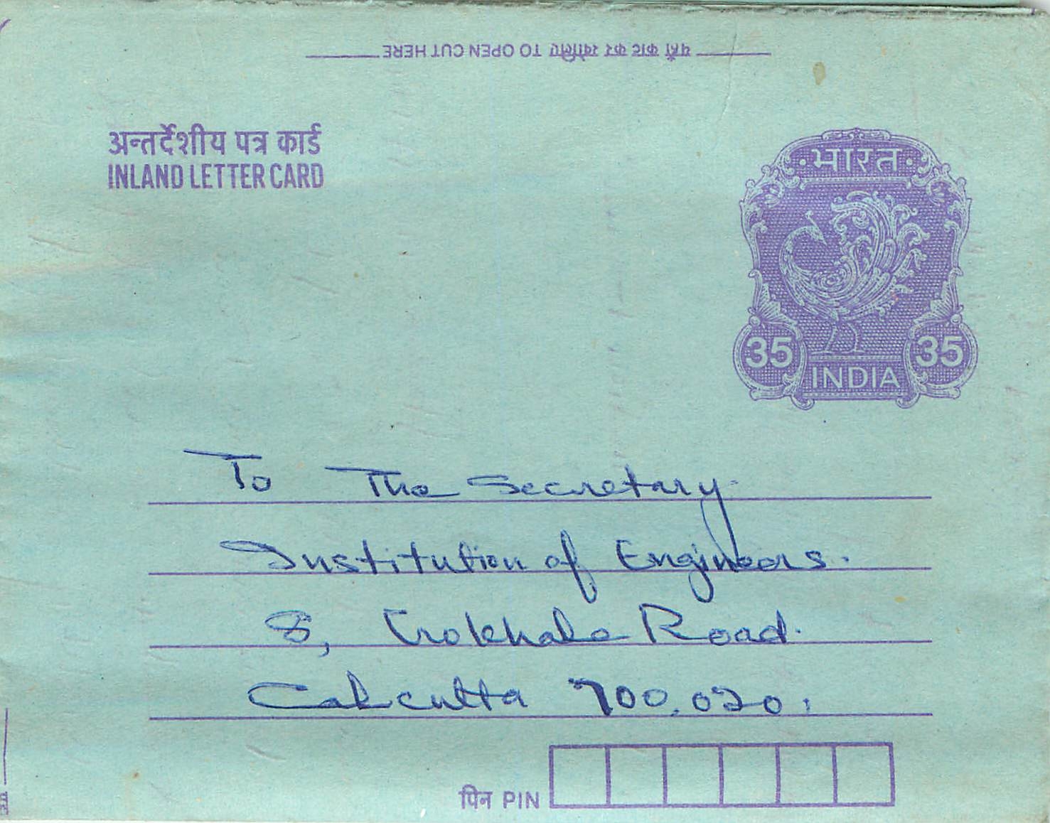 Cover Aerogramme Lettre Aerogramme Inde