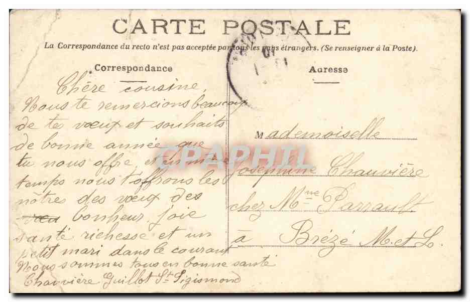 Saint Sigismond CPa Rue principale Eglise (cote sud) — Rückseite