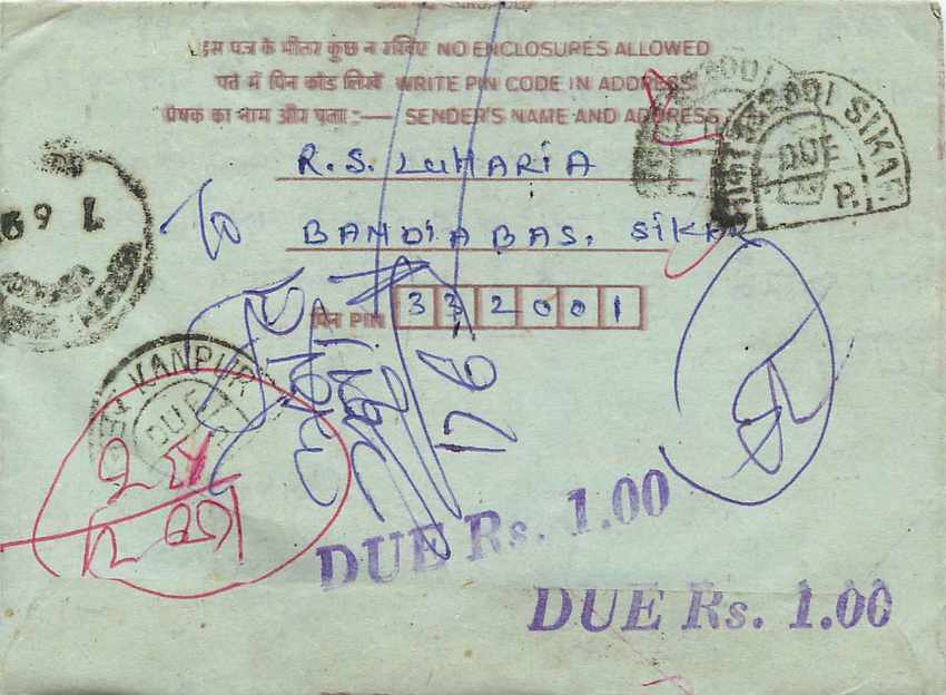 Cover Aerogramme Lettre Aerogramme Inde — Rückseite