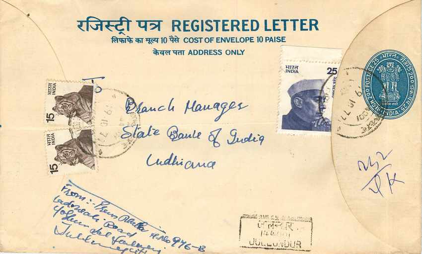 Inde India Entier Postal Stationary Tigre Tiger Nehru