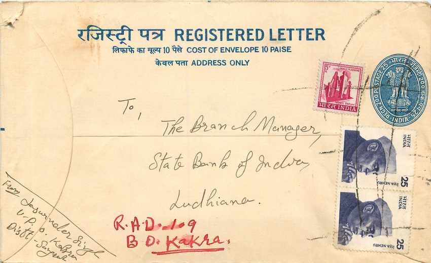 Inde India Entier Postal Stationary Tigre Tiger Nehru