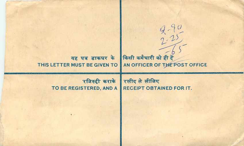 Inde India Entier Postal Stationary Tigre Tiger  — Rückseite