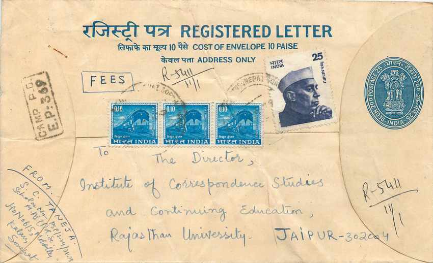 Inde India Entier Postal Stationary Tigre Tiger Nehru Train