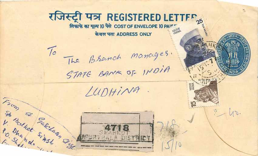 Inde India Entier Postal Stationary Tigre Tiger Nehru