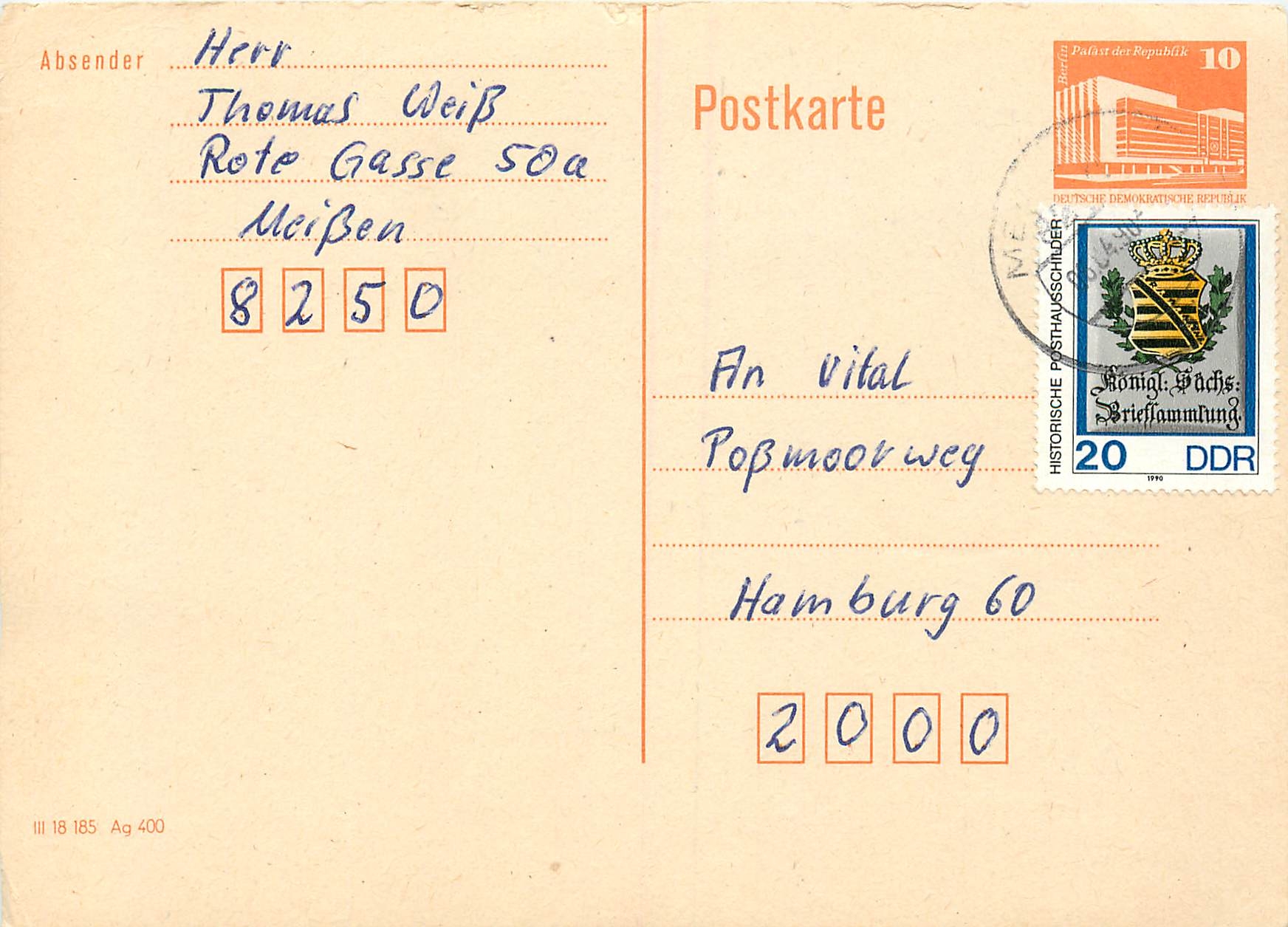 Allemagne DDR Entier Postal Postal Stationary 