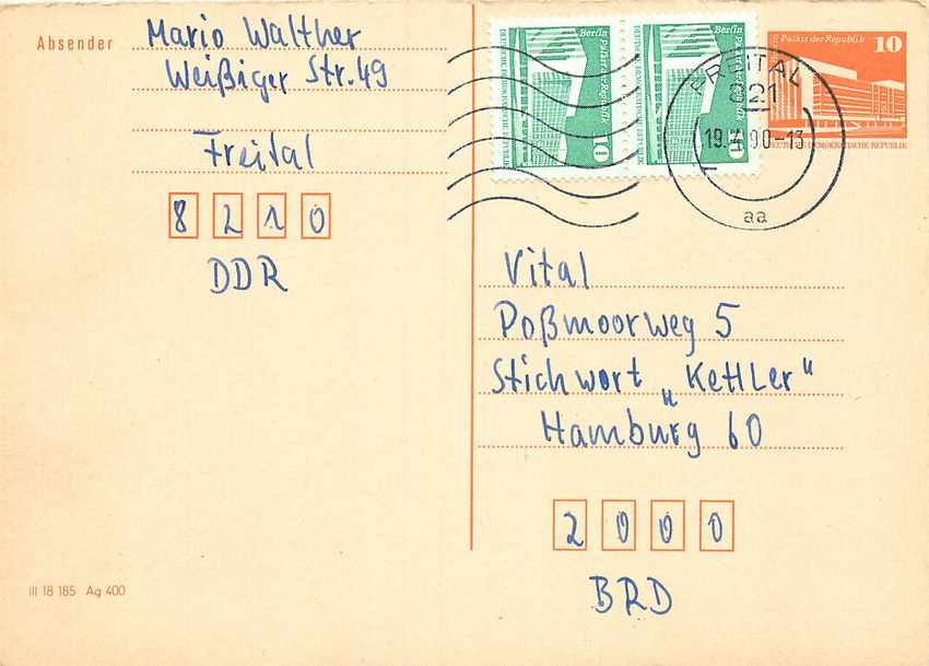 Allemagne DDR Entier Postal Postal Stationary 