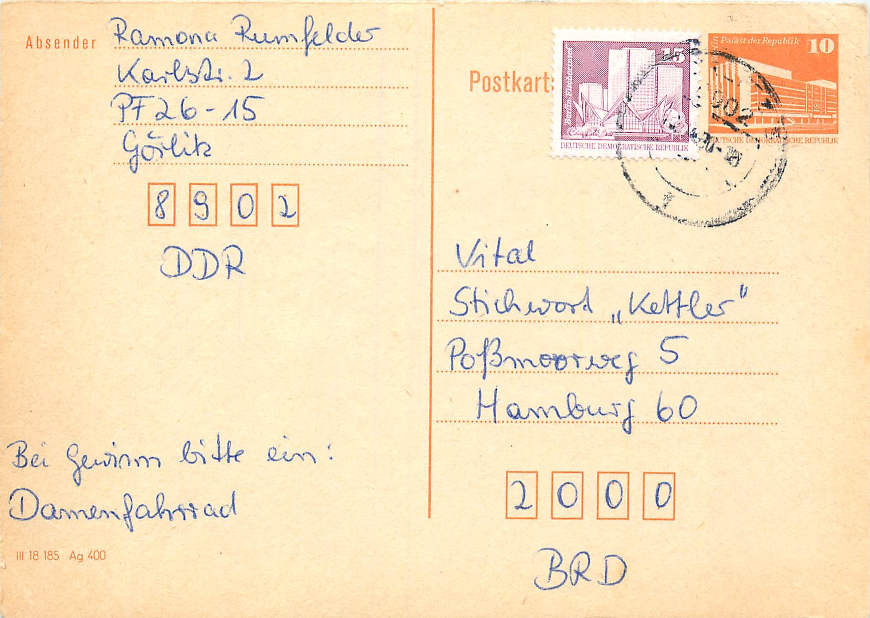 Allemagne DDR Entier Postal Postal Stationary 