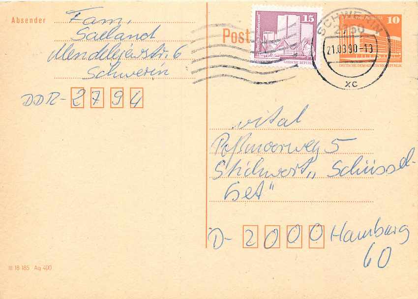 Allemagne DDR Entier Postal Postal Stationary 