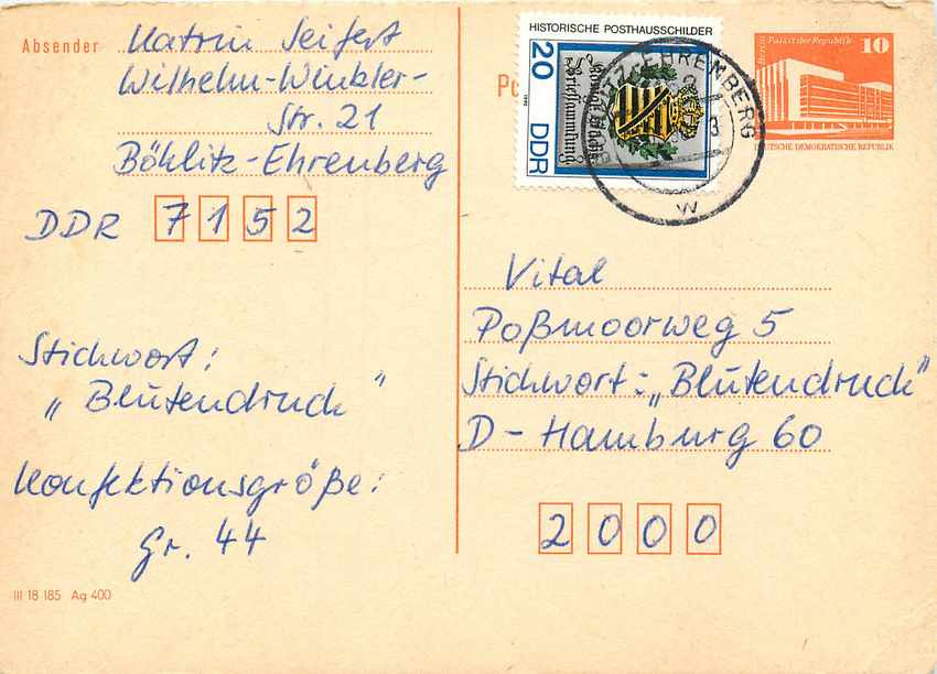 Allemagne DDR Entier Postal Postal Stationary 