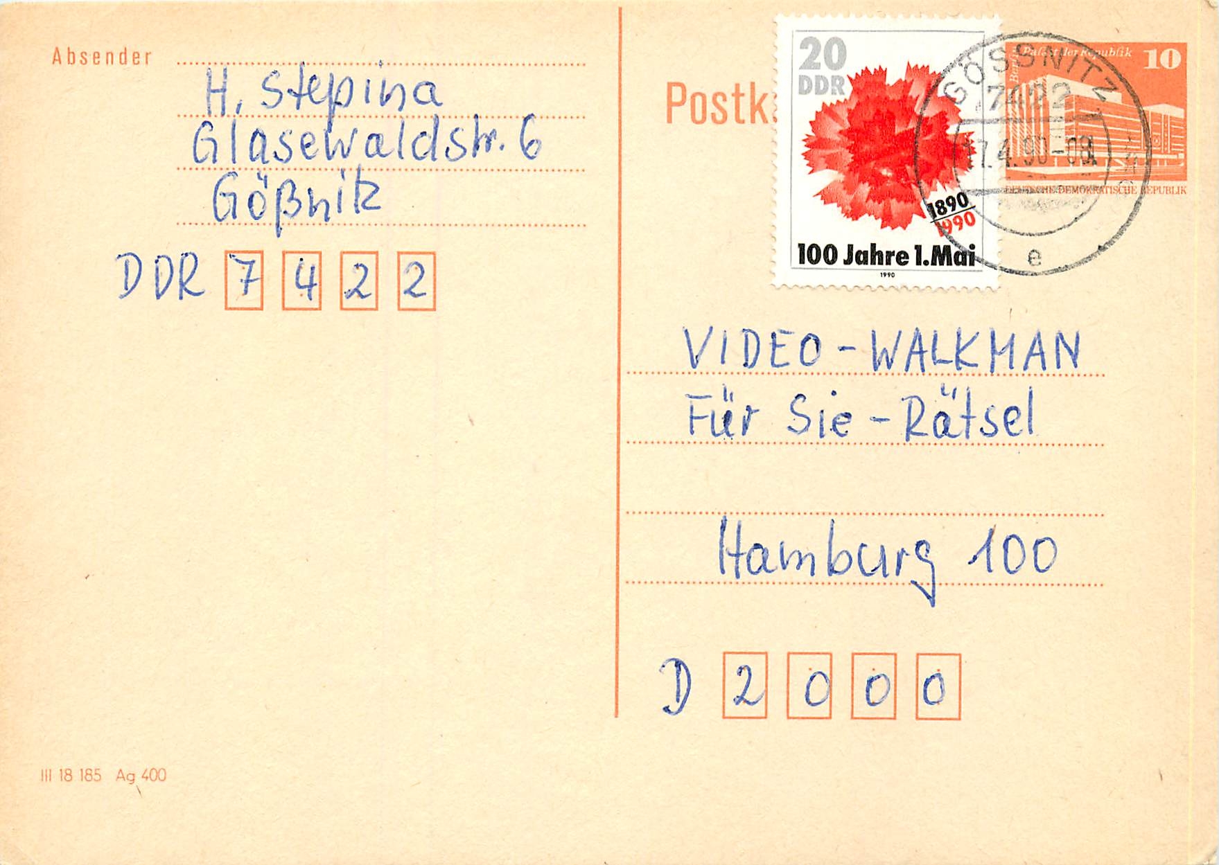 Allemagne DDR Entier Postal Postal Stationary 