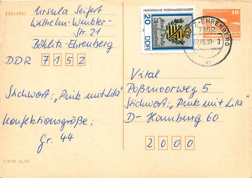 Allemagne DDR Entier Postal Postal Stationary 