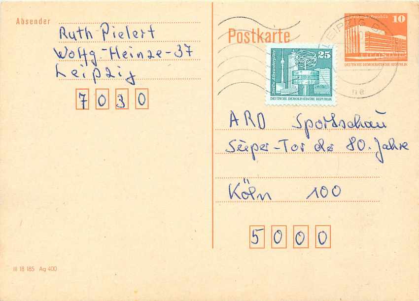 Allemagne DDR Entier Postal Postal Stationary 
