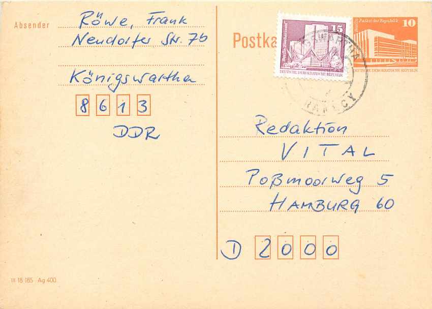 Allemagne DDR Entier Postal Postal Stationary 