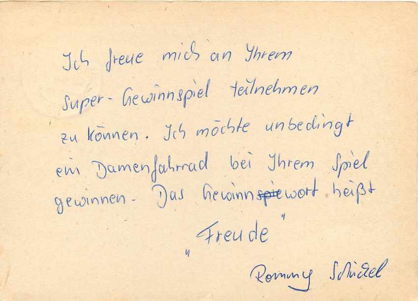 Allemagne DDR Entier Postal Postal Stationary  — Rückseite