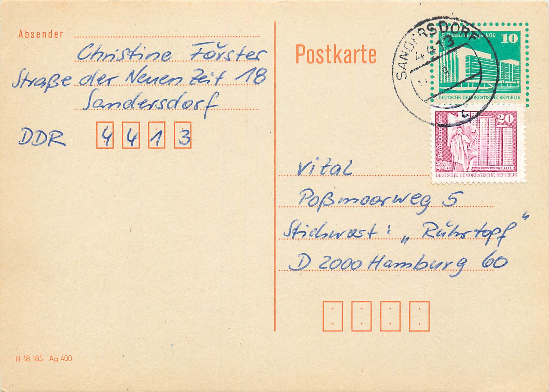 Allemagne DDR Entier Postal Postal Stationary 