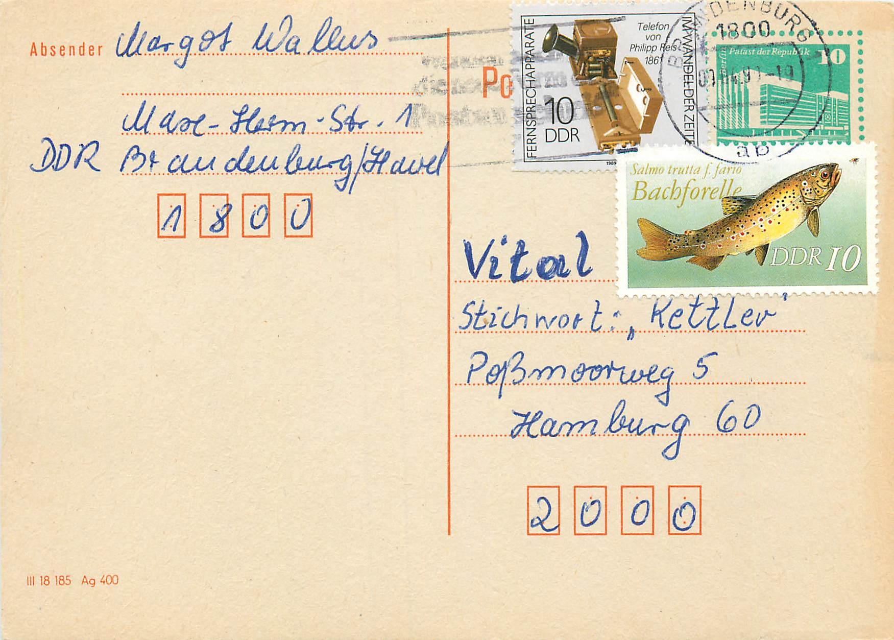 Allemagne DDR Entier Postal Postal Stationary Poisson