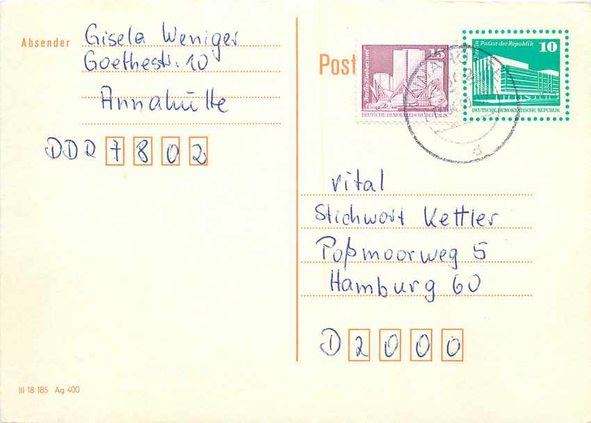Allemagne DDR Entier Postal Postal Stationary 