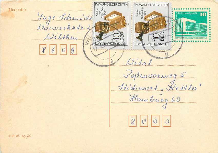 Allemagne DDR Entier Postal Postal Stationary Telephone Philipp Reis