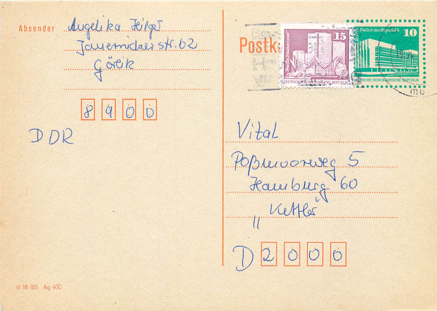 Allemagne DDR Entier Postal Postal Stationary 