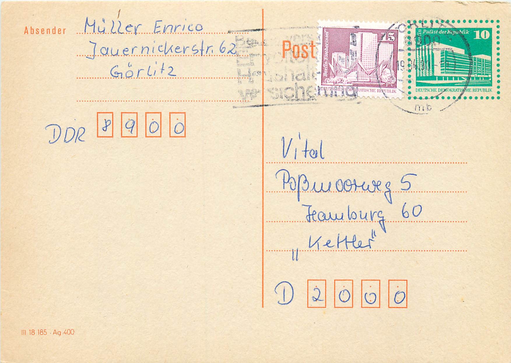 Allemagne DDR Entier Postal Postal Stationary 
