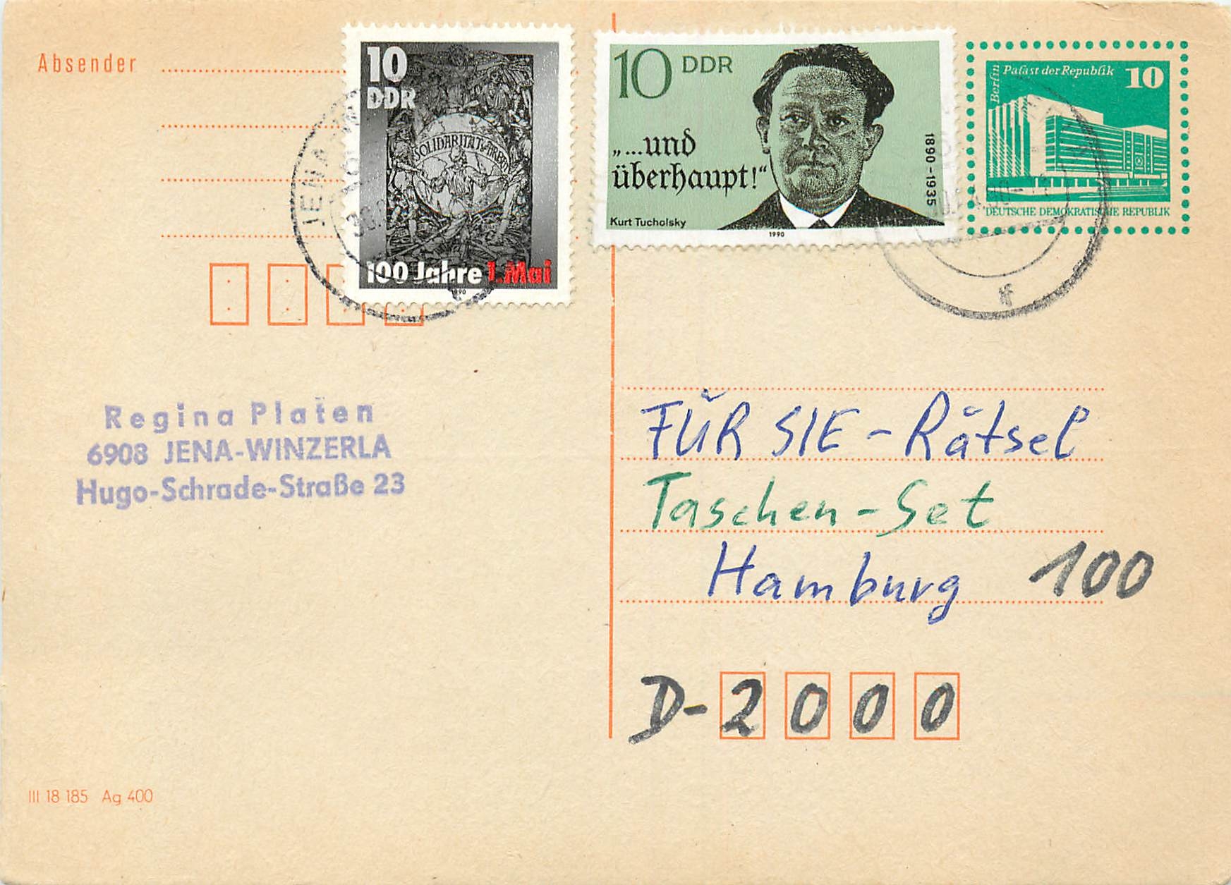 Allemagne DDR Entier Postal Postal Stationary 