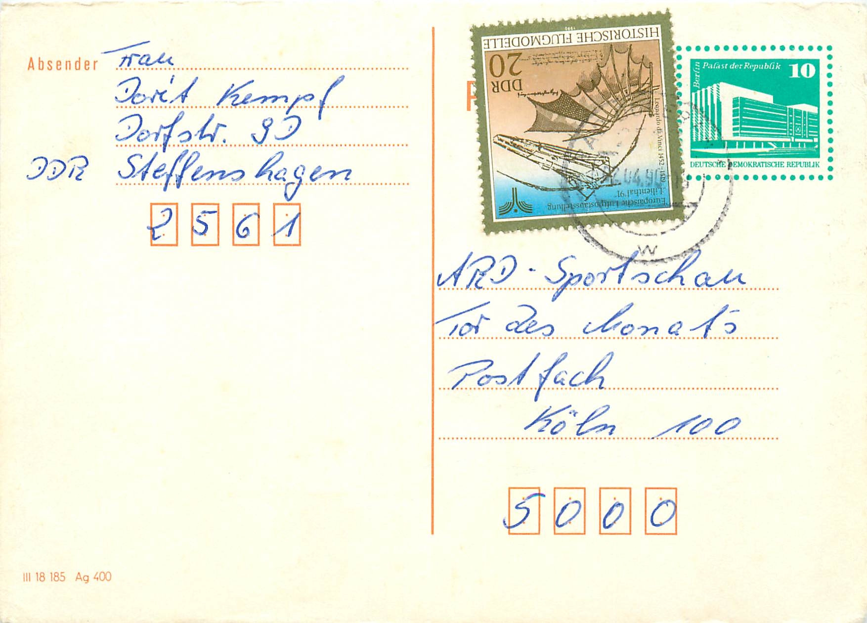 Allemagne DDR Entier Postal Postal Stationary Avion Aviation