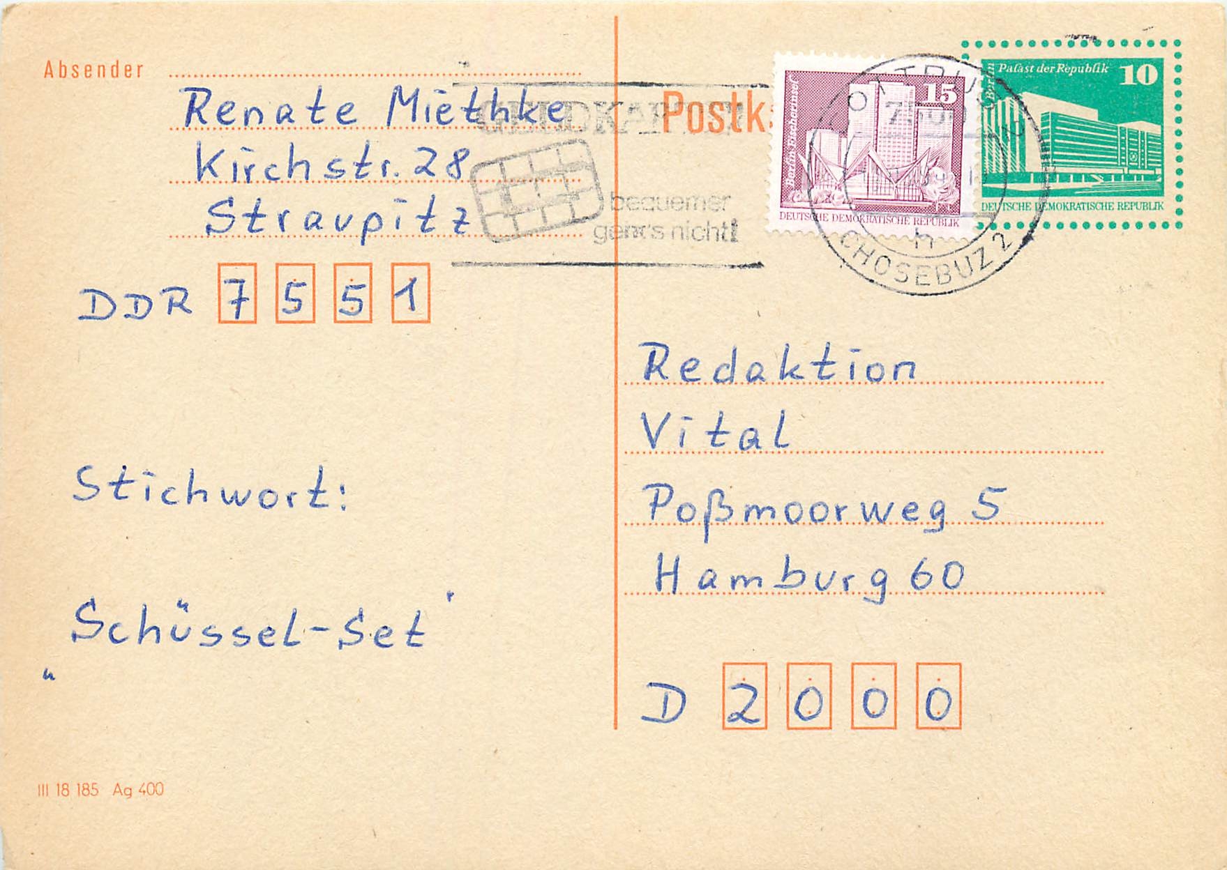 Allemagne DDR Entier Postal Postal Stationary 