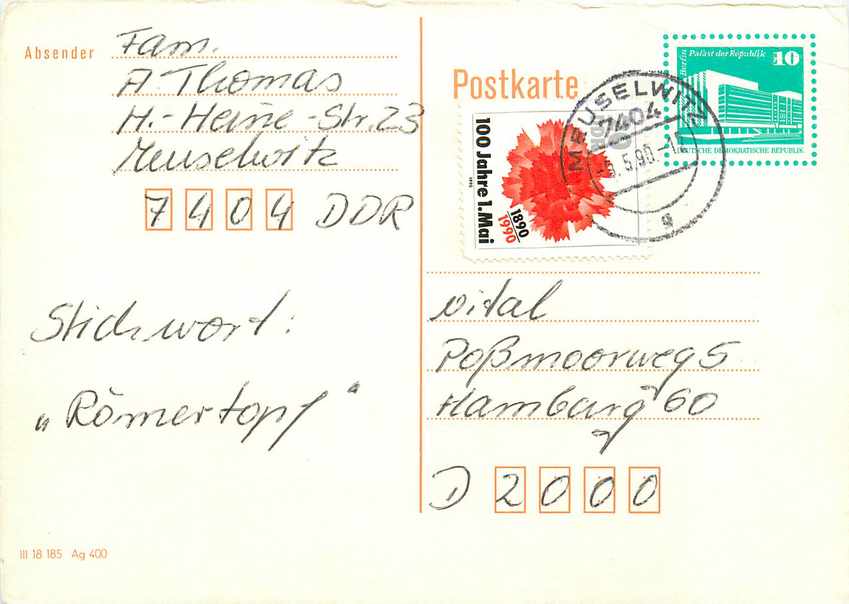 Allemagne DDR Entier Postal Postal Stationary 