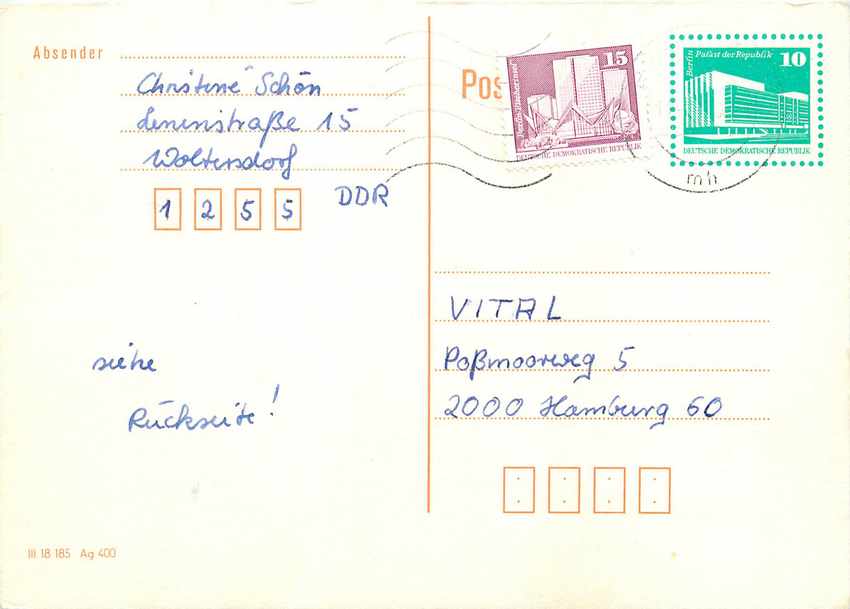 Allemagne DDR Entier Postal Postal Stationary 