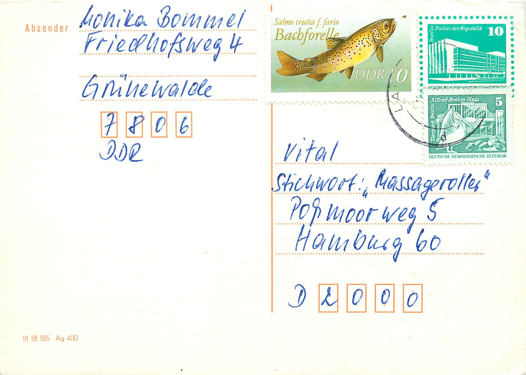 Allemagne DDR Entier Postal Postal Stationary Poisson