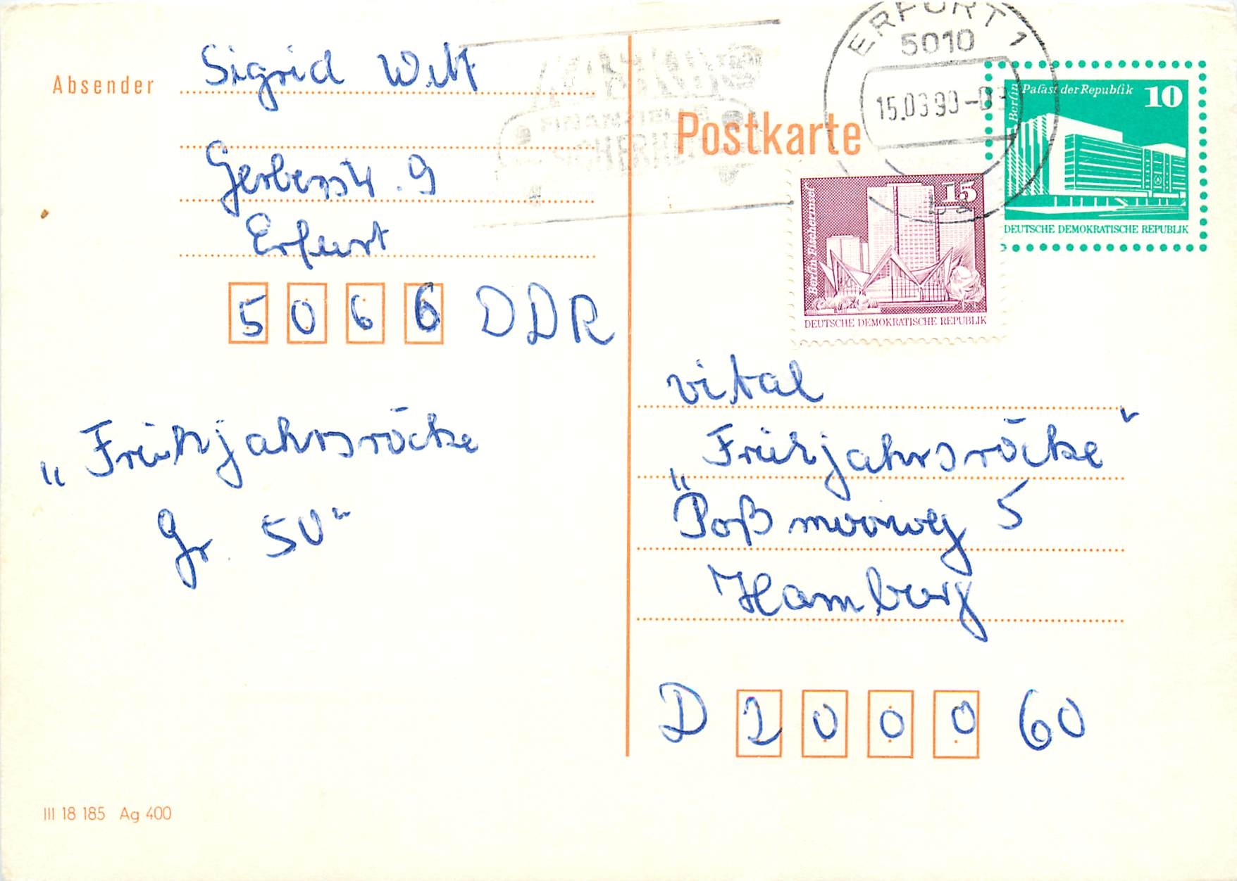 Allemagne DDR Entier Postal Postal Stationary 