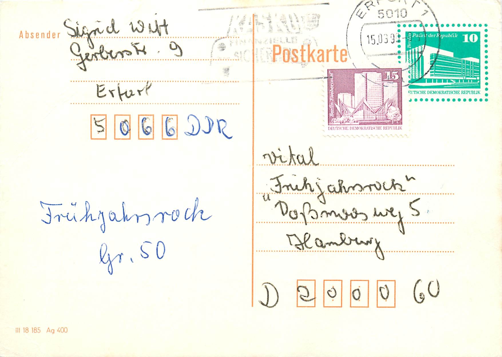 Allemagne DDR Entier Postal Postal Stationary 