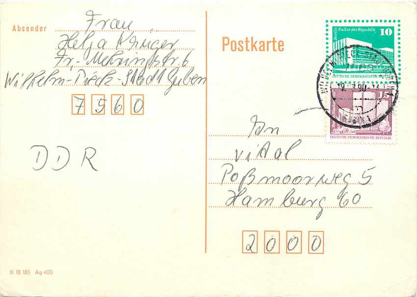 Allemagne DDR Entier Postal Postal Stationary 