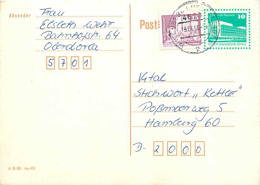 Allemagne DDR Entier Postal Postal Stationary 