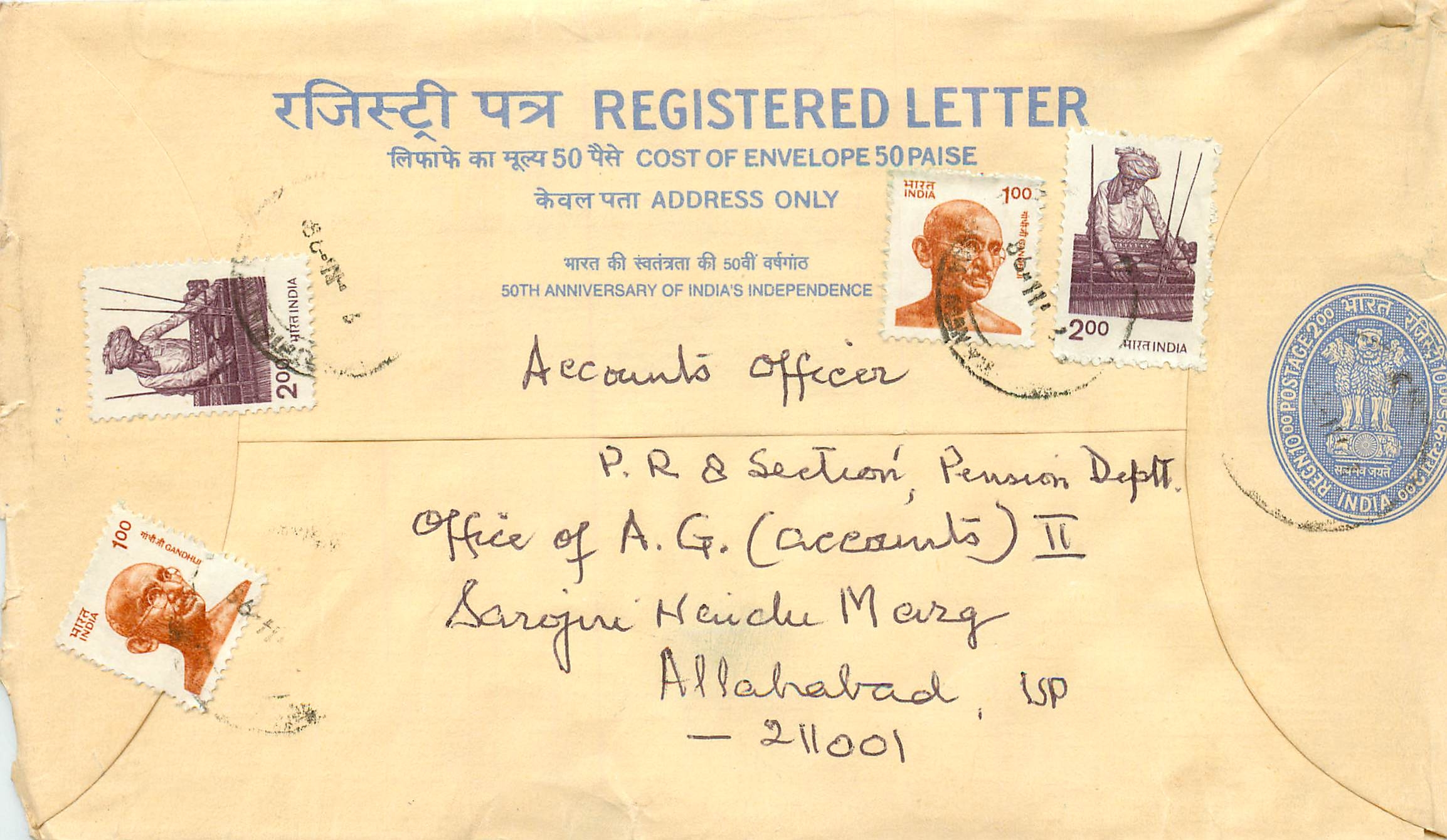 Inde India Entier Postal Stationary Tigre Tiger Gandhi