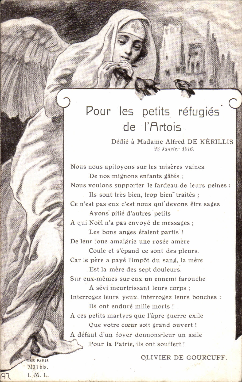 CPA Pour les petits refugies de l'Artois Infirmiere Militaria