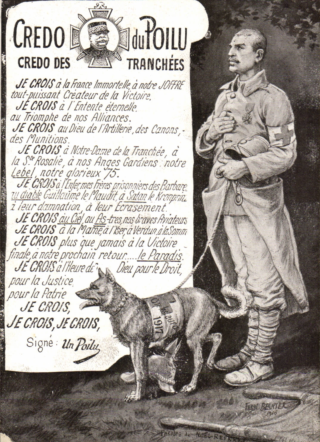 CPA Credu du poilu Chien Dog Croix rouge Militaria