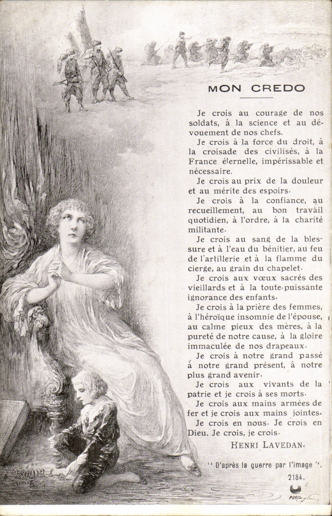 CPA Mon credo Femme Militaria