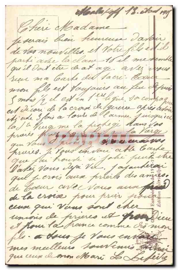 CPA Mon credo Femme Militaria — Rückseite