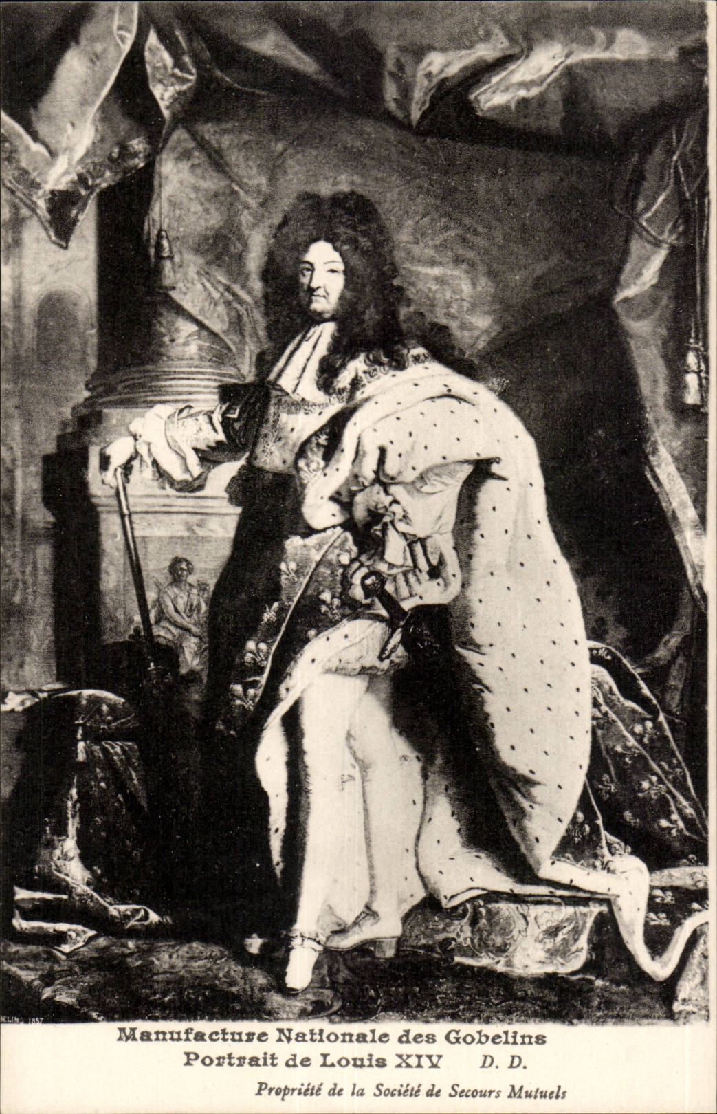 Portrait de Louis XIV — Manufacture Nationale des Gobelins — D.D. — Propriété de la Société de Secours Mutuels