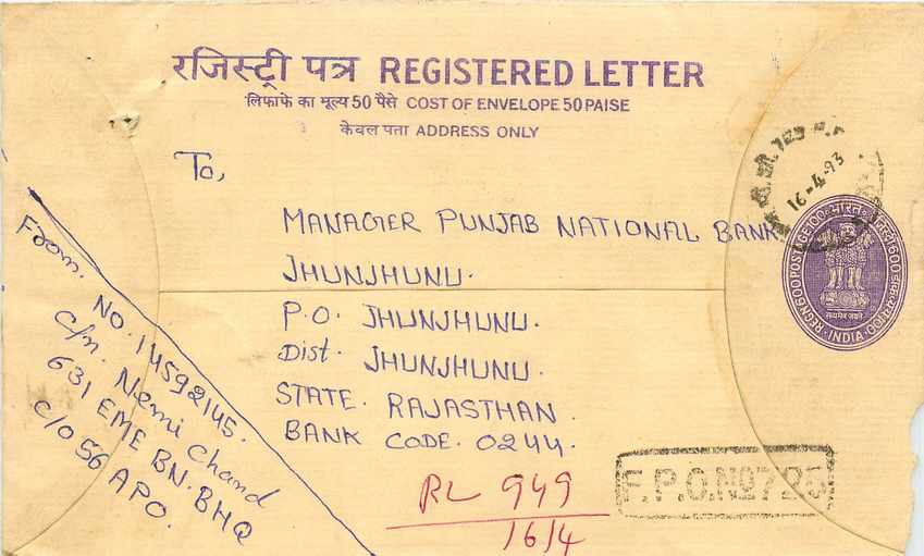 Inde India Entier Postal Stationary Tigre Tiger 