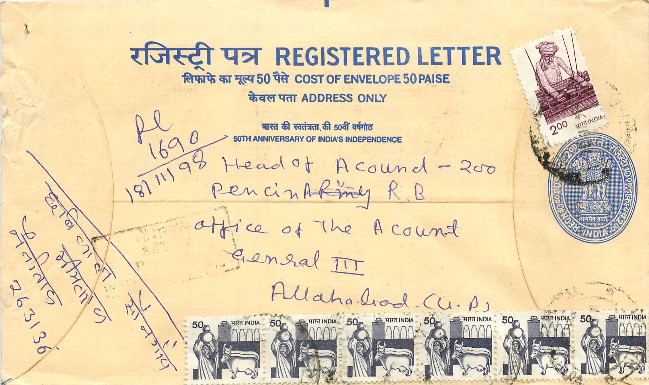Inde India Entier Postal Stationary Tigre Tiger 
