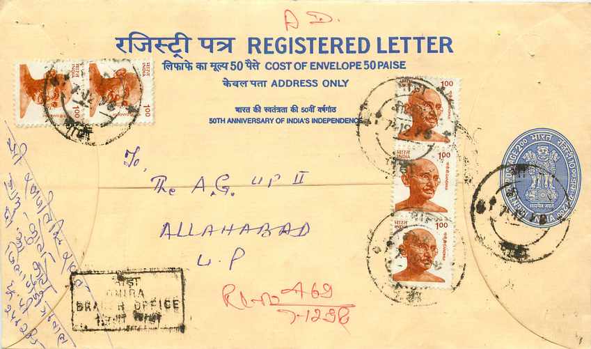 Inde India Entier Postal Stationary Tigre Tiger Gandhi