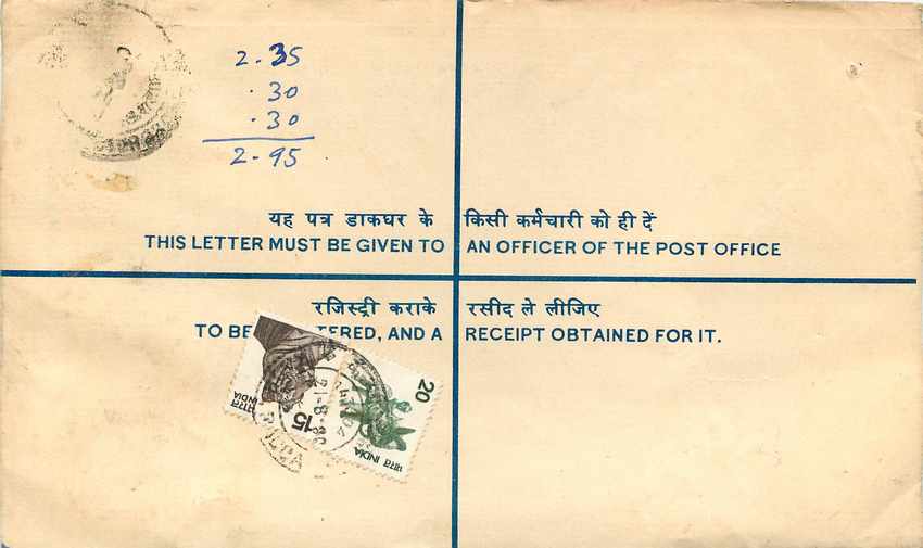 Inde India Entier Postal Stationary Tigre Tiger  — Verso