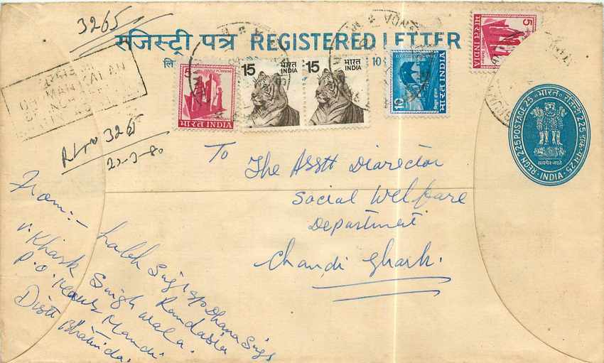 Inde India Entier Postal Stationary Tigre Tiger 