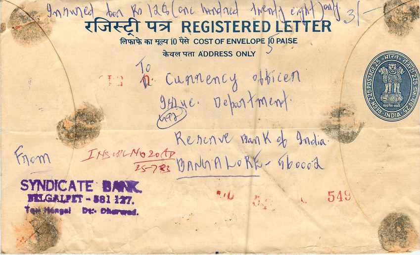 Inde India Entier Postal Stationary Tigre Tiger  — Verso