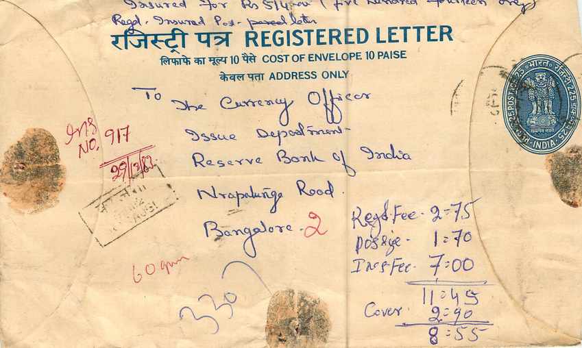 Inde India Entier Postal Stationary Tigre Tiger  — Rückseite