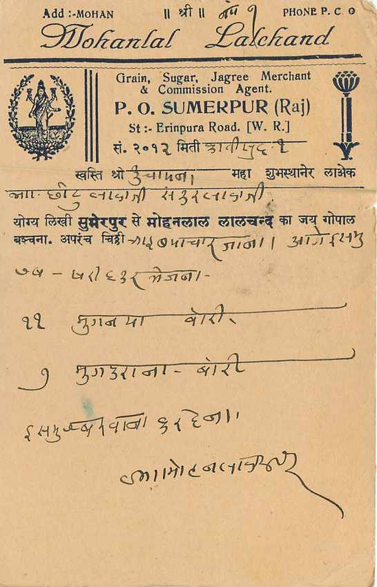 Inde India Entier Postal Stationary  — Verso