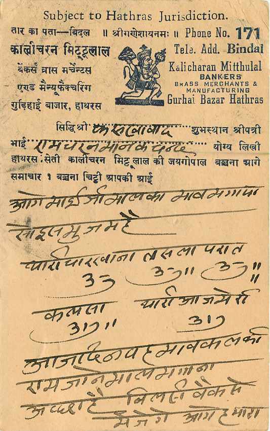 Inde India Entier Postal Stationary  — Verso