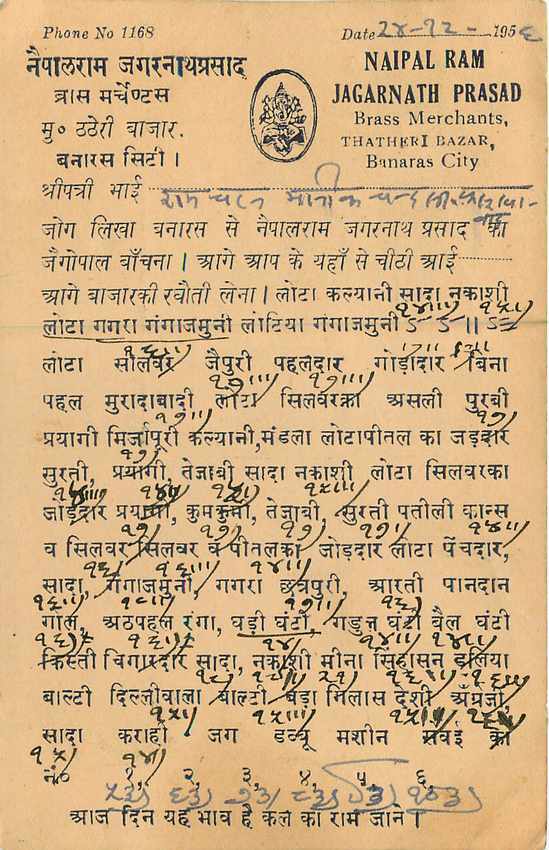 Inde India Entier Postal Stationary  — Verso